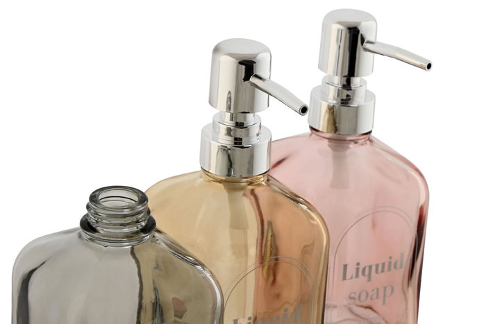 DKD Home Decor Dosificador Básico Ámbar Naranja Cristal ABS 7.5 x 19 x 8 cm (12 Unidades) 450 ml