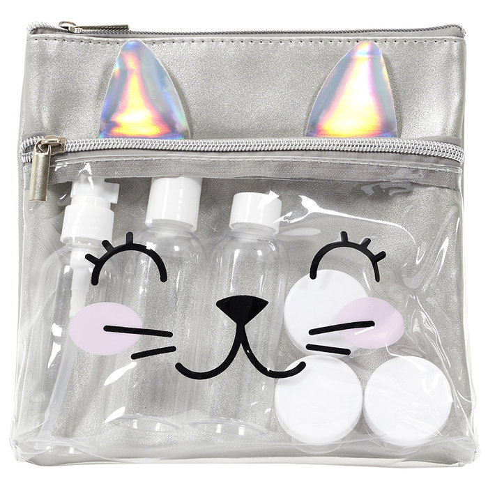 Tom et Zoe Kit Viaje Neceser Animal - Modelos Surtidos (Gato, Oso, Unicornio, Jirafa) con 3 Botellas y 3 Botes - Ideal Avión Cabina