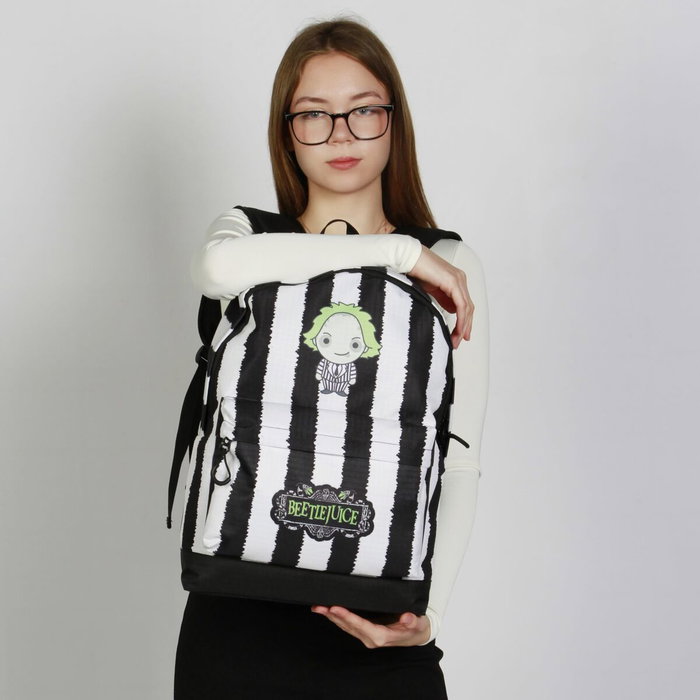 Karactermania Mochila HS FAN 2.2 Beetlejuice Stripes Blanco
