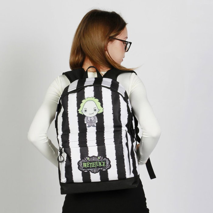 Karactermania Mochila HS FAN 2.2 Beetlejuice Stripes Blanco