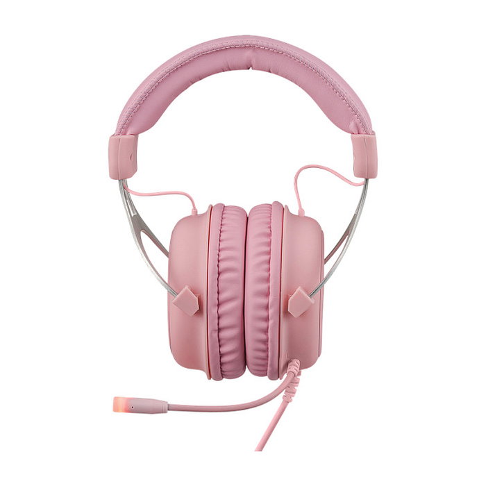 Deltaco Gaming GAM-030-P Auriculares Gaming con Diadema, Micrófono Boom, Iluminación LED Multicolor, Conexión USB y 3.5 mm, Color Rosa