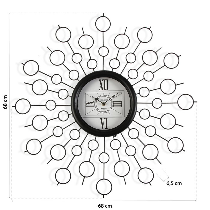 Versa Reloj de Pared Metal 68 cm - Metal y Madera MDF