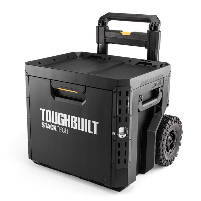 Toughbuilt Stacktech - Maletín con ruedas, 1 cajón con cierre deslizante, estructura autoalineable y encajable, mango telescópico, 53 x 40,5 x 67 cm, 113 kg de capacidad