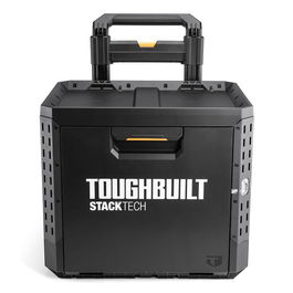 Toughbuilt Stacktech - Maletín con ruedas, 1 cajón con cierre deslizante, estructura autoalineable y encajable, mango telescópico, 53 x 40,5 x 67 cm, 113 kg de capacidad