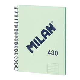 Milán Cuaderno A4 Colección 430 since 1918 con Espiral, 80 Hojas Pautado 7mm, Tapa Dura, Verde