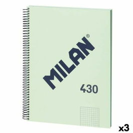 Milán Cuaderno A4 con espiral metálica verde, 80 hojas