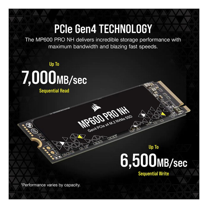 Corsair MP600 PRO NH 4TB M.2 NVMe PCIe Gen4 SSD Disco Duro 7000 MB/s Lectura