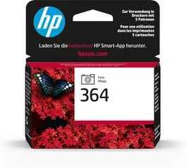 HP Cartucho de tinta original 364 fotográfica, foto negro, rendimiento estándar, 130 páginas