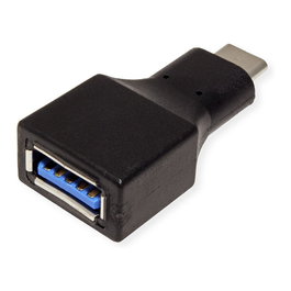 VALUE 12.99.9030 Adaptador USB 3.2 Gen1 Tipo C a Tipo A, Macho a Hembra, Negro, 5 Gbit/s, Plug and Play