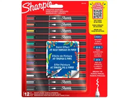 Sharpie Rotulador Permanente Acrílico Punta Pincel, Blister con 12 Unidades, Colores Surtidos