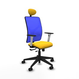 PIQUERAS Y CRESPO Silla de oficina Motilla con mecanismo Sincro/Traslack, amarillo y azul