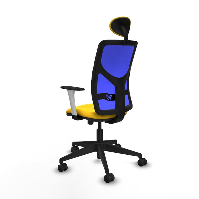 PIQUERAS Y CRESPO Silla de oficina Motilla con mecanismo Sincro/Traslack, amarillo y azul