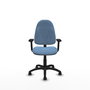 Silla de oficina Algarra con mecanismo Contacto permanente básico tapizada con Tela color Azul cielo. Equipada con Base poliamida negra, Brazos 2D y Ruedas autofrenantes