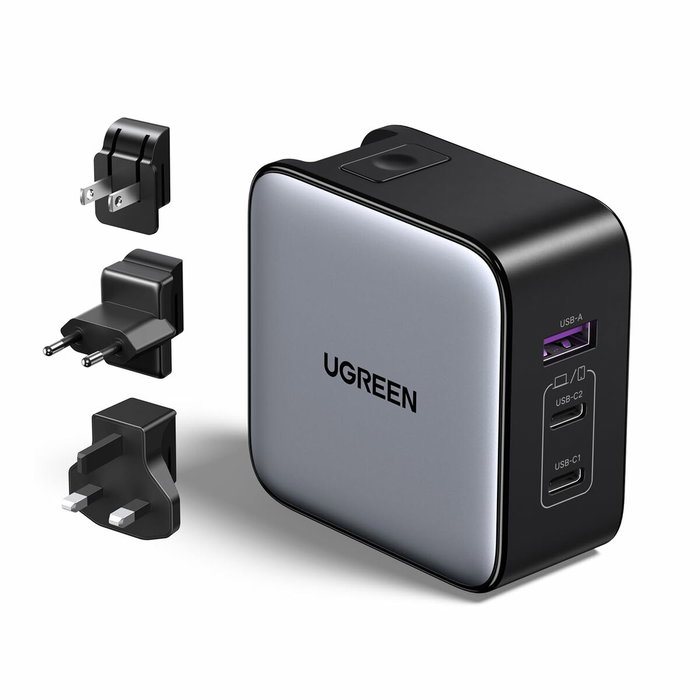 Ugreen Nexode GaN Cargador Rápido 65W Gris con Adaptadores Internacionales Ugreen Nexode GaN Cargador Rápido 65W Gris con Adaptadores Internacionales