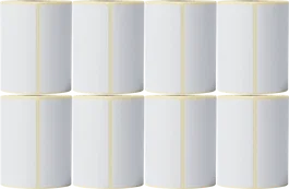 Brother Caja de 8 rollos de etiquetas térmicas blancas 76mm x 44mm