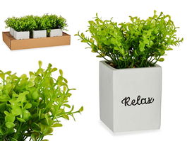 Ibergarden Planta Artificial Cemento Blanca 13 cm x 18 cm x 13 cm (Set de 12)