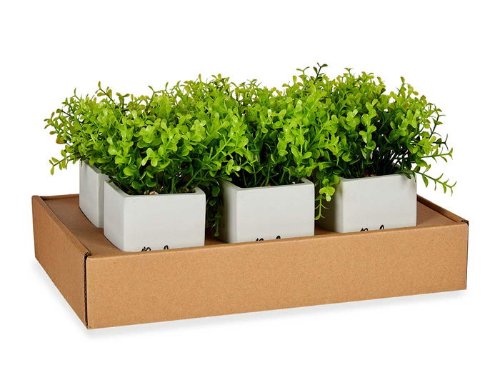 Ibergarden Planta Artificial Cemento Blanca 13 cm x 18 cm x 13 cm (Set de 12)