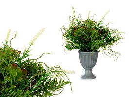 Ibergarden Copa Plástico Clásica con Plantas Verdes Pequeña Gris/Verde 34x39.5x34 cm (Set de 6)