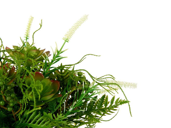 Ibergarden Copa Plástico Clásica con Plantas Verdes Pequeña Gris/Verde 34x39.5x34 cm (Set de 6)