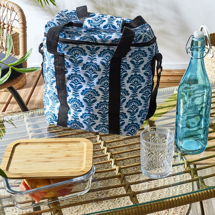 Cook Concept Bolsa Térmica 11 L Jaipur Market Azul o Rojo para Comidas con Asa y Correa 30x15x25 cm