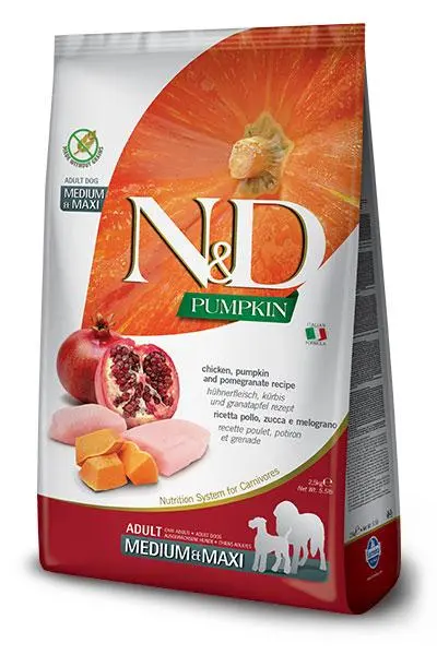 Farmina N&D Pumpkin Pollo y Granada Adulto Med/Maxi 2,5kg Farmina N&D Pumpkin Pollo y Granada Adulto Med/Maxi 2,5kg
