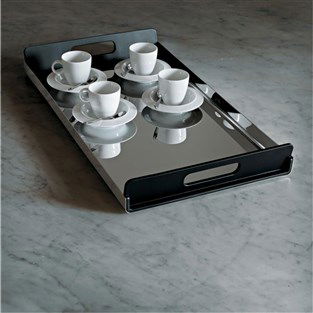 Alessi GIA01/55 Bandeja Rectangular Negra A/Inox 18/10 con Mangos en Resina Termoplástica