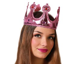 Corona Rosa De Rey Para Mujer Con Detalles Fantasía Para Disfraces De Reina De Corazones, Princesas Y Carnaval