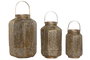 DKD Home Decor Set de 3 Portavelas de Metal Dorado