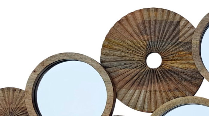 DKD Home Decor Espejo de Pared con Marco de Mango Natural 103x58 cm