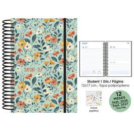 Senfort Agenda Escolar Student 2026-27 Decorada Flowers con Tapa PP y Goma