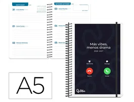 Liderpapel Agenda Escolar Personalizable 2026-2027 Semana Vista A5 Bilingüe Espiral con Portada Intercambiable Papel FSC 70g para Organización Diaria