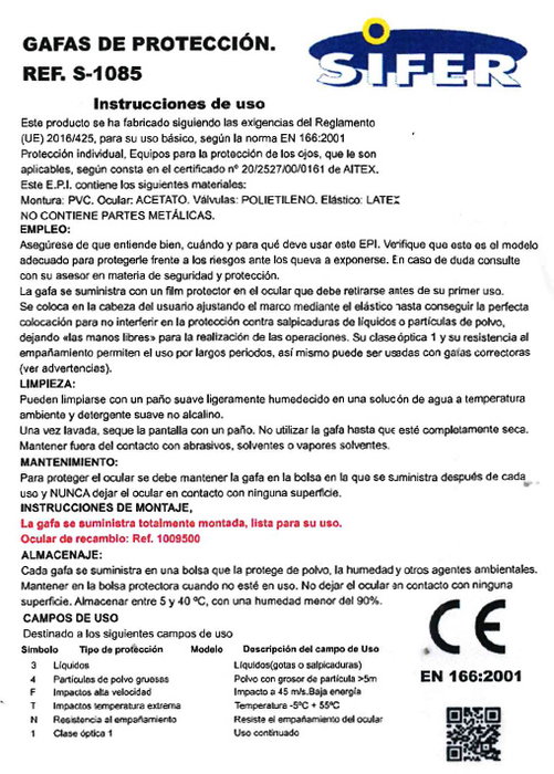 PERSONNA Gafas de seguridad Amplivision antirrayaduras clara 1085