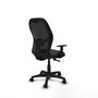 Silla de oficina Alocén con mecanismo Sincro tapizada con Tela color Negro. Equipada con lumbar 1D, Brazos 1D y Ruedas de nailon 50 mm