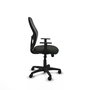 Silla de oficina Alocén con mecanismo Sincro tapizada con Tela color Negro. Equipada con lumbar 1D, Brazos 1D y Ruedas de nailon 50 mm