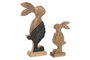 DKD Home Decor Set de 2 Figuras de Conejo en Mango Marrón