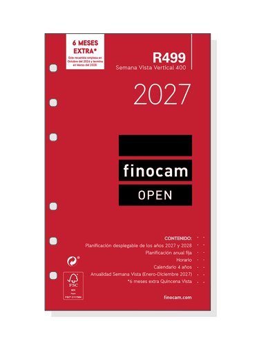 FINOCAM Recambio de Agenda Anual 2027 R499 OPEN 400 91x152 mm FINOCAM Recambio de Agenda Anual 2027 R499 OPEN 400 91x152 mm