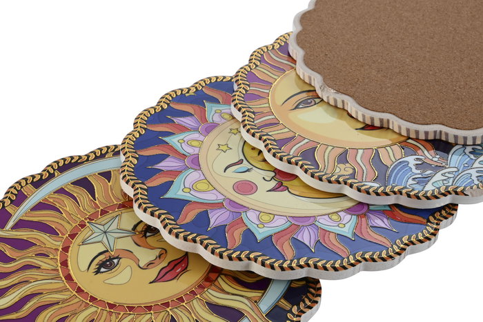 DKD Home Decor Salvamanteles Sol Luna Multicolor 20x20x0,7 cm DKD Home Decor Salvamanteles Sol Luna Multicolor 20x20x0,7 cm