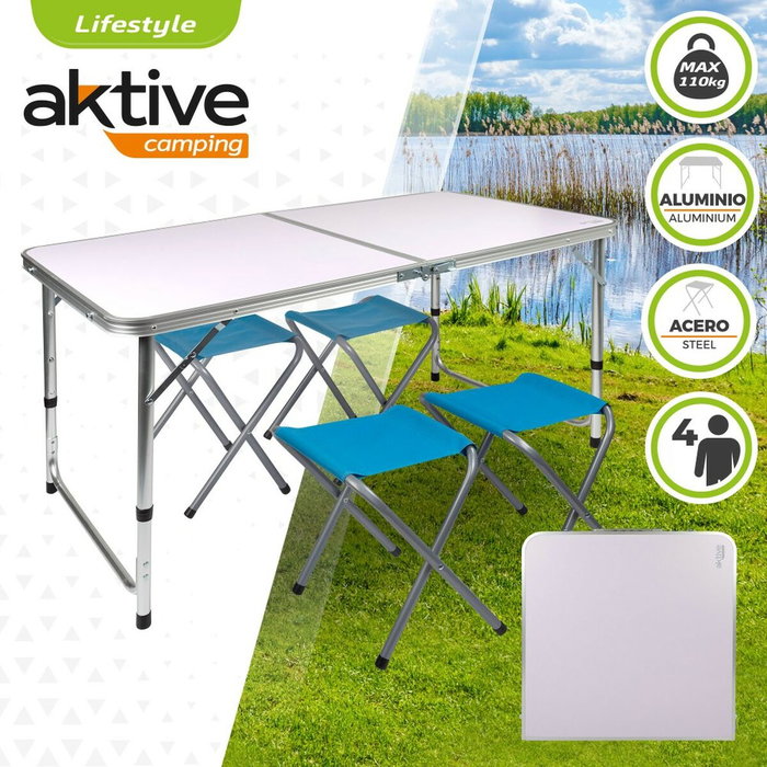 Color Baby Aktive-Mesa Camping con 4 Taburetes 120x60x70cm Color Baby Aktive-Mesa Camping con 4 Taburetes 120x60x70cm