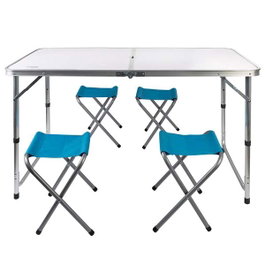 Color Baby Mesa de Camping con 4 Taburetes 120x60x70 cm