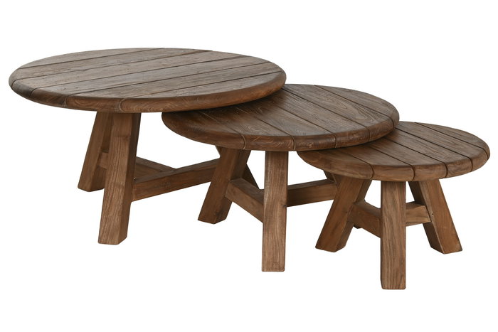 DKD Home Decor Mesa Centro Indo minimal 24 Set de 3 Teca reciclada 80 x 45 x 80 cm DKD Home Decor Mesa Centro Indo minimal 24 Set de 3 Teca reciclada 80 x 45 x 80 cm