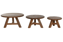 DKD Home Decor Mesa Centro Indo minimal 24 Set de 3 Teca reciclada 80 x 45 x 80 cm