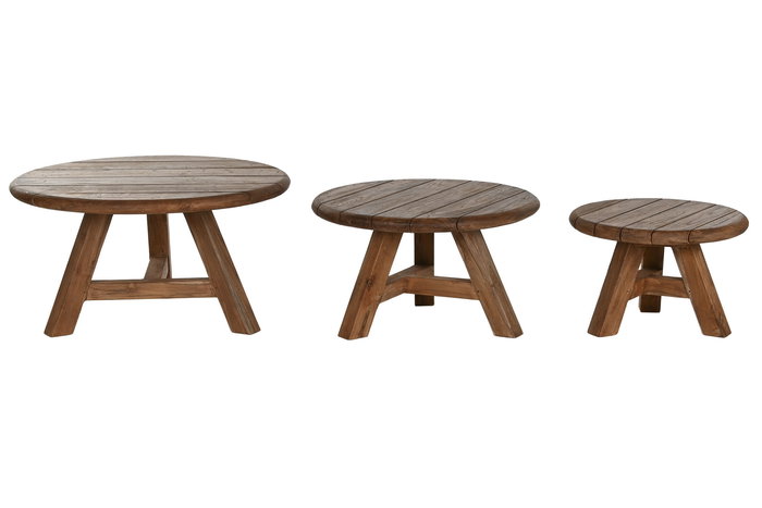 DKD Home Decor Mesa Centro Indo minimal 24 Set de 3 Teca reciclada 80 x 45 x 80 cm DKD Home Decor Mesa Centro Indo minimal 24 Set de 3 Teca reciclada 80 x 45 x 80 cm