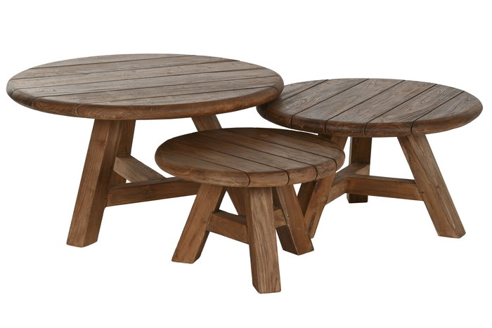 DKD Home Decor Mesa Centro Indo minimal 24 Set de 3 Teca reciclada 80 x 45 x 80 cm DKD Home Decor Mesa Centro Indo minimal 24 Set de 3 Teca reciclada 80 x 45 x 80 cm