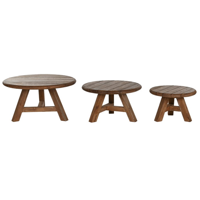 DKD Home Decor Mesa Centro Indo minimal 24 Set de 3 Teca reciclada 80 x 45 x 80 cm