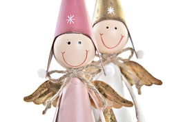 DKD Home Decor Figura Navidad Fantasia Rosa Palo Gris Metal 7 x 22 x 8.5 cm (6 Unidades)