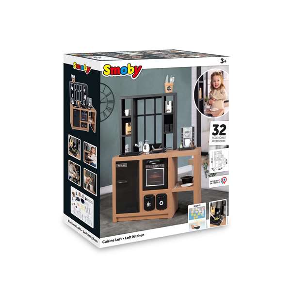 Smoby Cocina Loft con 32 Accesorios y Muchas Funciones de Juego, Plástico, 95,7x74x29,2 cm Smoby Cocina Loft con 32 Accesorios y Muchas Funciones de Juego, Plástico, 95,7x74x29,2 cm