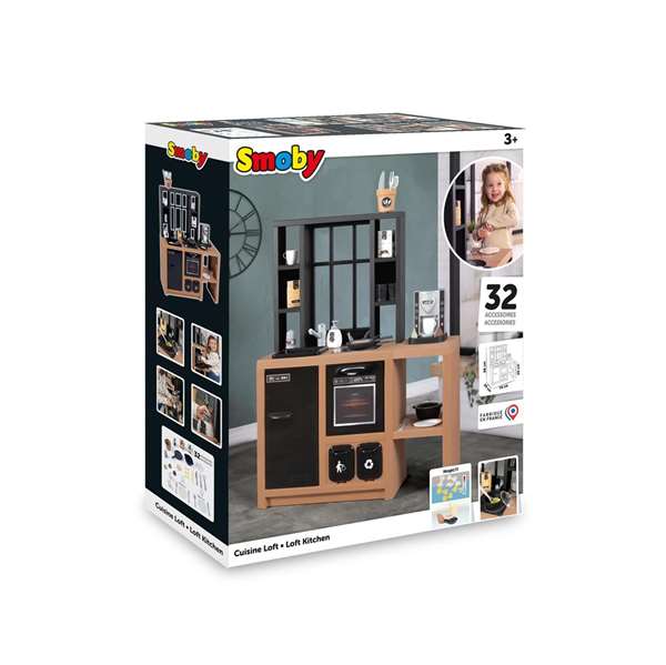 Smoby Cocina Loft con 32 Accesorios y Muchas Funciones de Juego, Plástico, 95,7x74x29,2 cm Smoby Cocina Loft con 32 Accesorios y Muchas Funciones de Juego, Plástico, 95,7x74x29,2 cm
