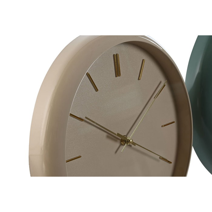 DKD Home Decor Reloj de Pared PVC Mate Surtido de 2 Unidades Verde y Rosa