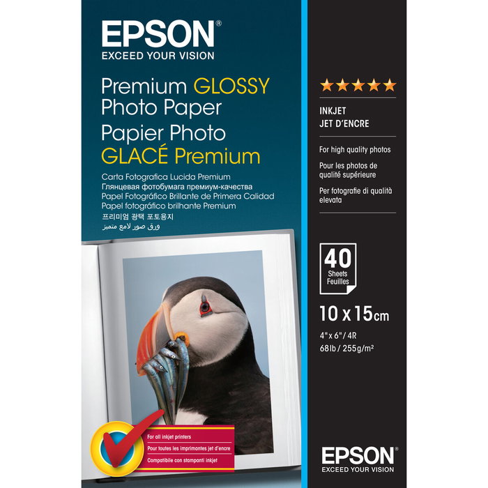 Epson Premium Glossy Photo Paper 10 x 15cm 255g 40 Hojas