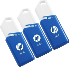 HP x755w Triple Pack 3 Unidades USB 3.2 Gen 1 64 GB Azul y Blanco - Pendrive